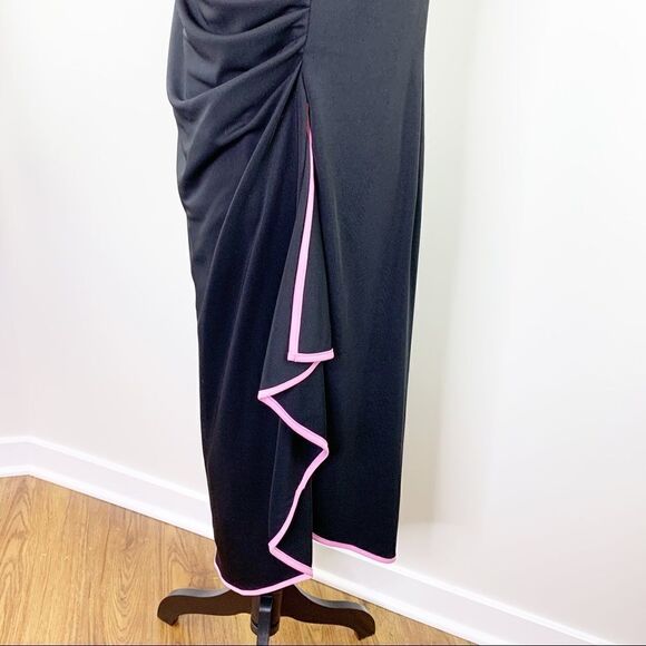 Betsey and Adam Vintage Black Spaghetti Strap Cocktail Dress w/Pink Piping  16W - Picture 9 of 12